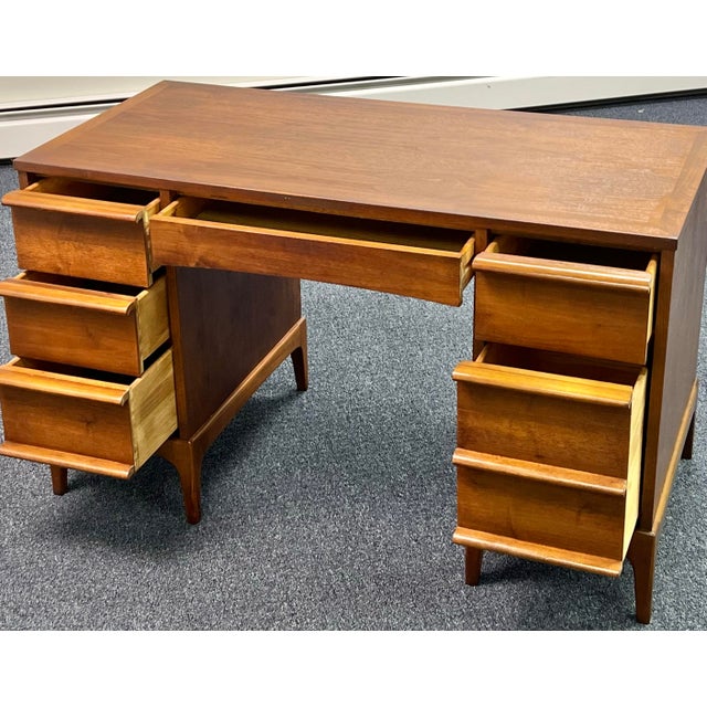 Wood Lane Mid Century Rhythm Walnut Desk For Sale - Image 7 of 10