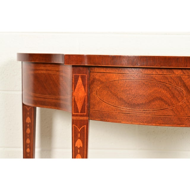 1980s Baker Furniture Historic Charleston Federal Inlaid Mahogany Console or Entry Table For Sale - Image 5 of 13