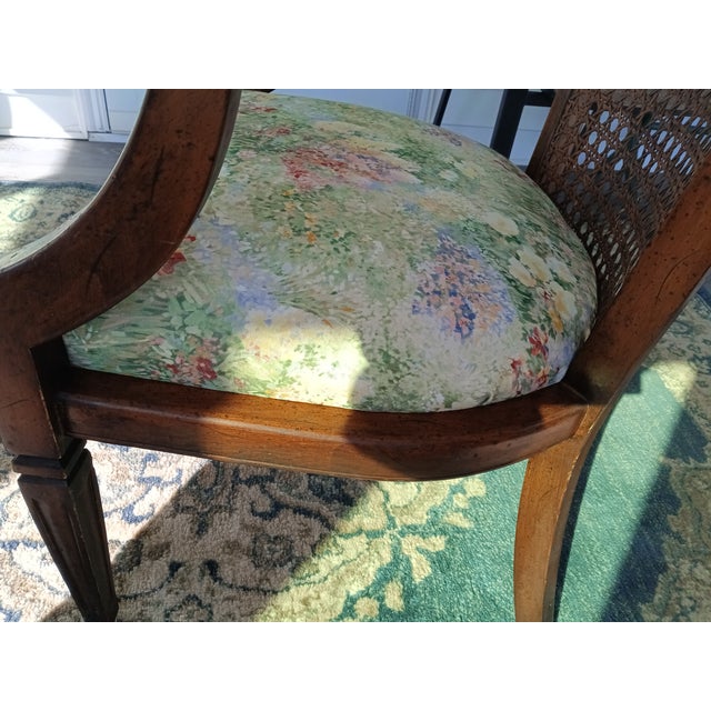 Vintage Traditional Cane Barrel Back Accent Armchair For Sale - Image 11 of 12