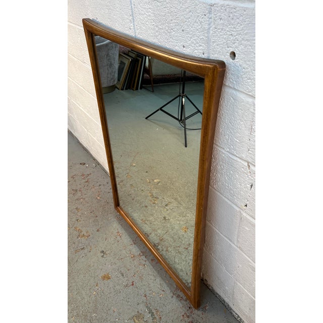Mid-Century Modern Vintage Mid-Century Walnut Sculpted Wall Mirror For Sale - Image 3 of 6