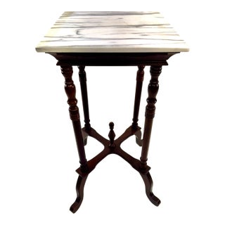 Mid-20th Century English Regency Revival Mahogany Marble Top Plant Stand For Sale