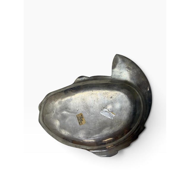 Vintage Hand-Cast Mexican Pewter Koi Fish Platter - Guadalajara For Sale In West Palm - Image 6 of 7