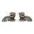 Pair of Vintage Asian Glazed Ceramic Foo Dogs Figurines For Sale