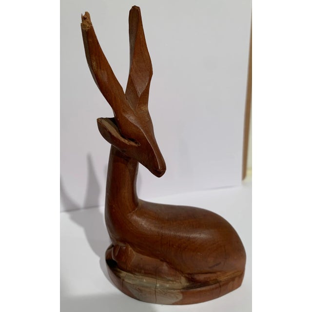 1960s Wood Deer Figurine For Sale - Image 9 of 9