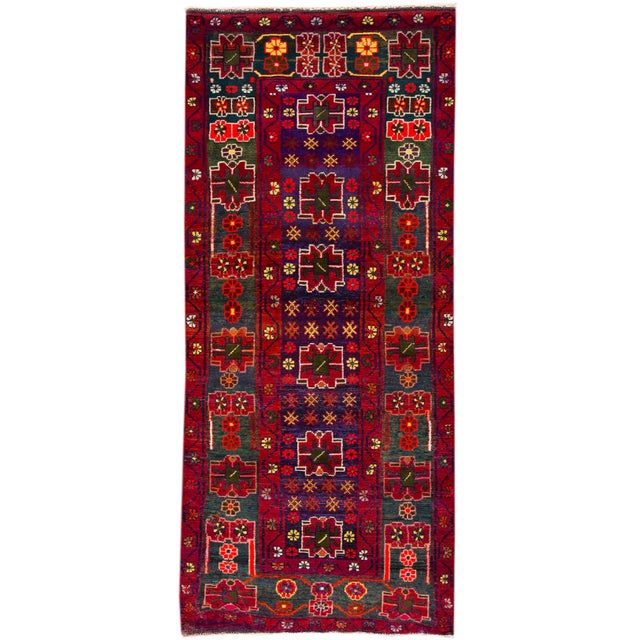 Red Mid-20th Century Vintage Persian Rug, 3'7" X 8' For Sale - Image 8 of 8