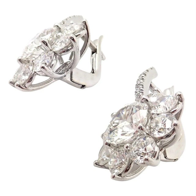 T Foster & Co Platinum Flower 4.84ctw Diamond Stud Halo Earrings GIA For Sale - Image 12 of 12