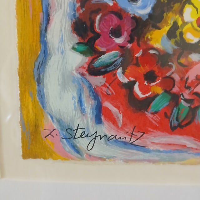 Contemporary Late 20th Century Zamy Steynovitz Oil Paint Embellished Serigraph Bridal Bliss Listed Artist For Sale - Image 3 of 4