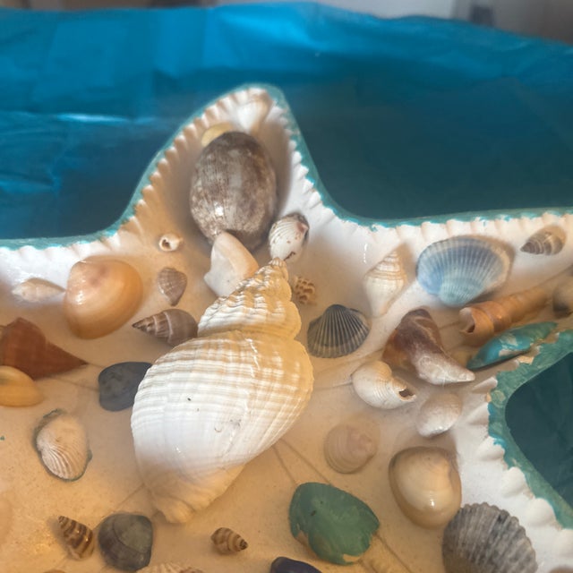 Coastal Charming Starfish-Shaped Coastal Decor Tray With Real Mixed Seashells For Sale - Image 3 of 7