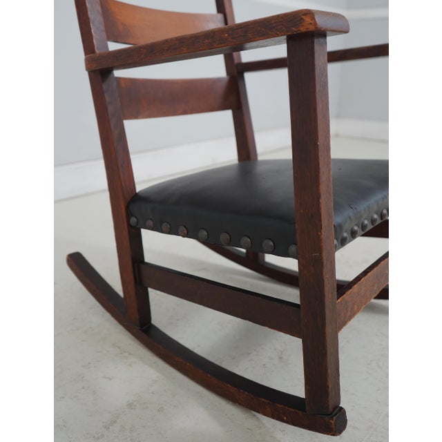 Brown Stickley Brothers Antique Mission Oak Small Rocking Chair For Sale - Image 8 of 18