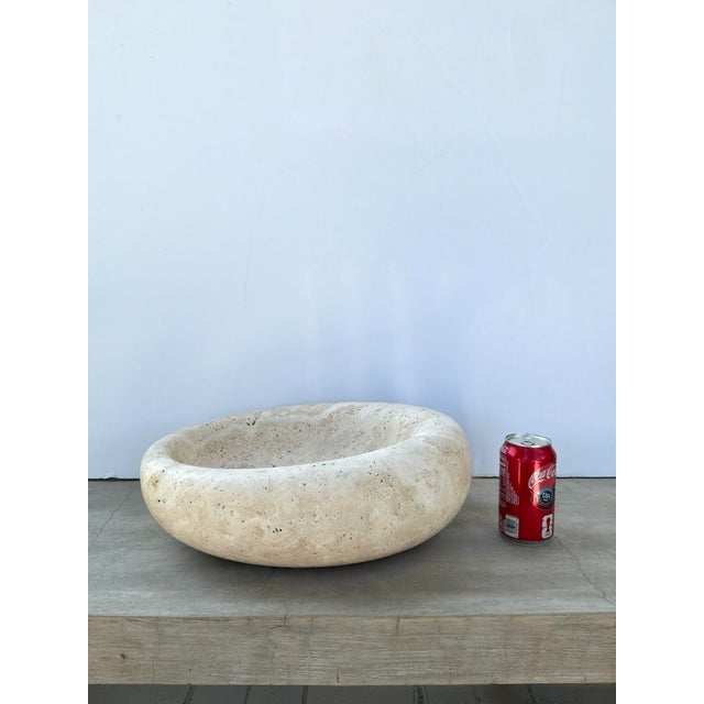 Modern Revelation Swaddle Travertine Bowl Large. For Sale - Image 3 of 5