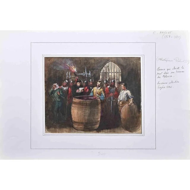 Richard III is an original ink and watercolor drawing realized by Charles Amelot (1759-1830). Good condition, included a...