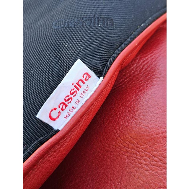 Red Leather Cardigan Corner Sofa attributed to Vico Magistretti for Cassina, 1970s For Sale - Image 10 of 12