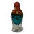 Signed Studio Art Glass Vase Teal and Flame Spatter Pulled Foot 2001 For Sale