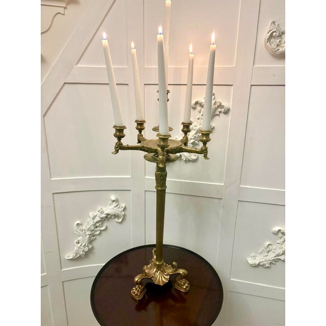Antique Victorian Gilt Brass Six-Light Candlestick Stand, 1860s For Sale - Image 4 of 10