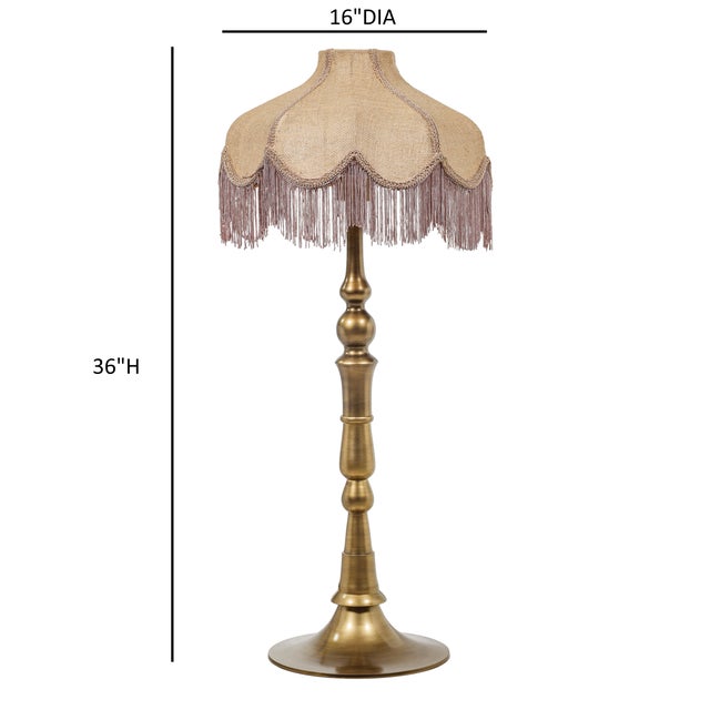 2020s Buchanan Jute Fringed Scalloped Table Lamp, Natural/Light Pink For Sale - Image 5 of 6