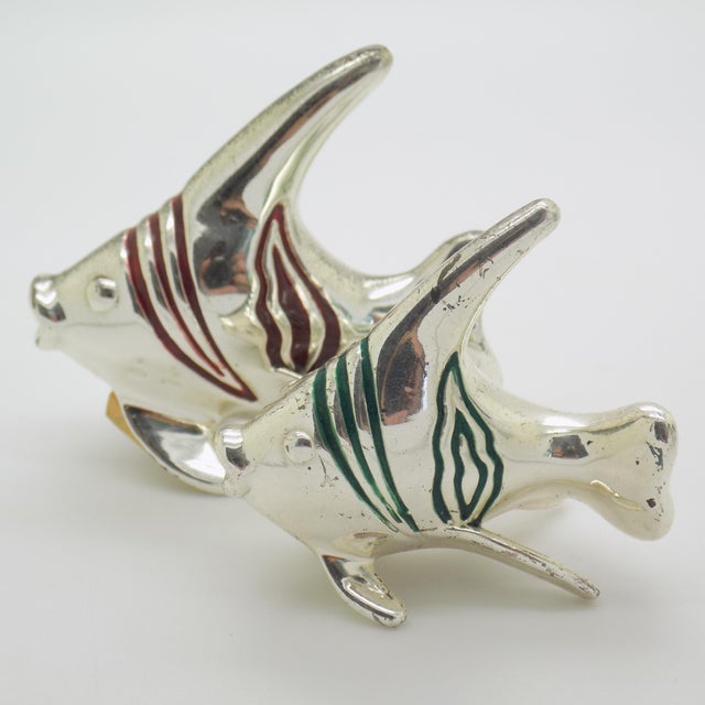 Vintage Italian Sterling Silver 925 Tropical Fishes Figurines with Enamel from Ottaviani, Rome, 1980s, Set of 2 For Sale - Image 14 of 14