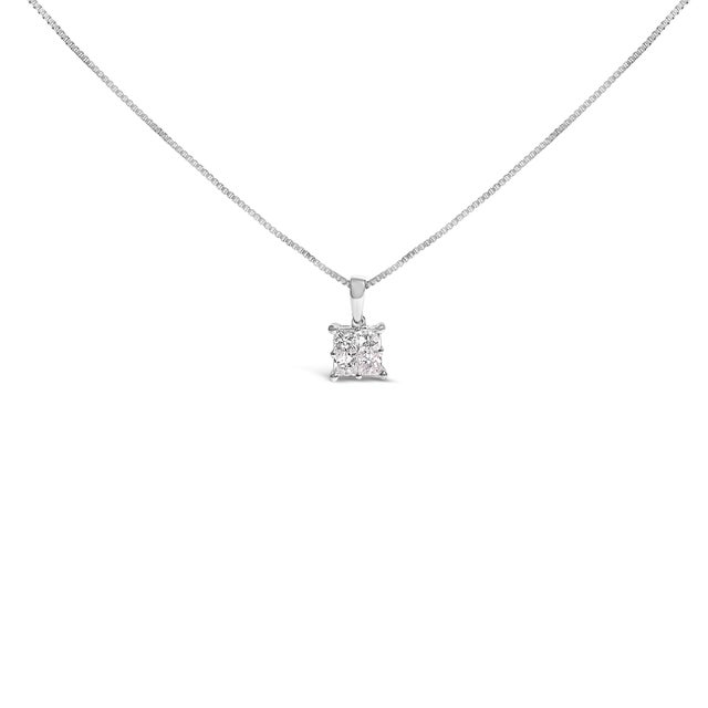 Discover the quintessence of elegance with this .925 sterling silver pendant necklace, rhodium-plated to promise an...