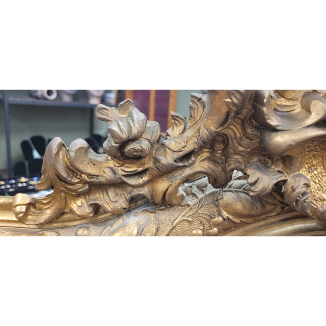 Brass Antique 19th Century Gilt French Mantel Mirror For Sale - Image 8 of 13