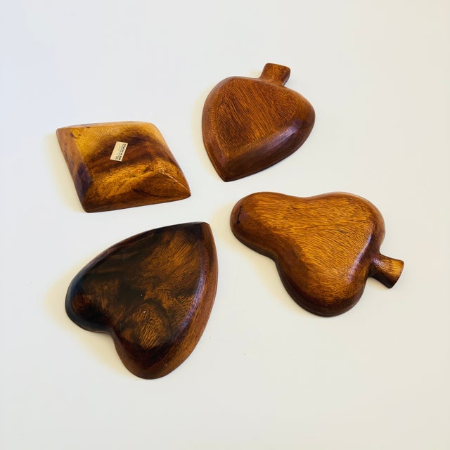 Mid Century Wood Card Suit Dishes - Set of 4 For Sale - Image 11 of 12