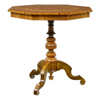 Antique Italian Inlaid Walnut Sorrento Table, 1890 For Sale