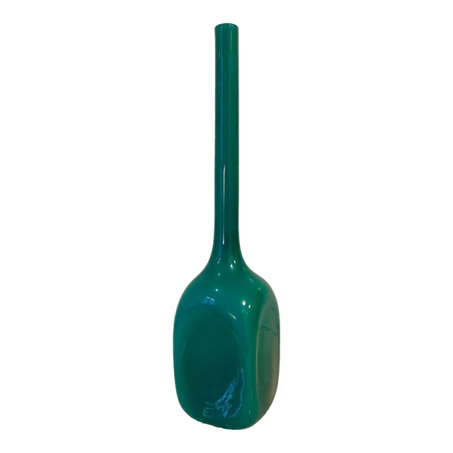 Mid-Century Modern Italian Empoli Murano Cased Teal Bottle For Sale