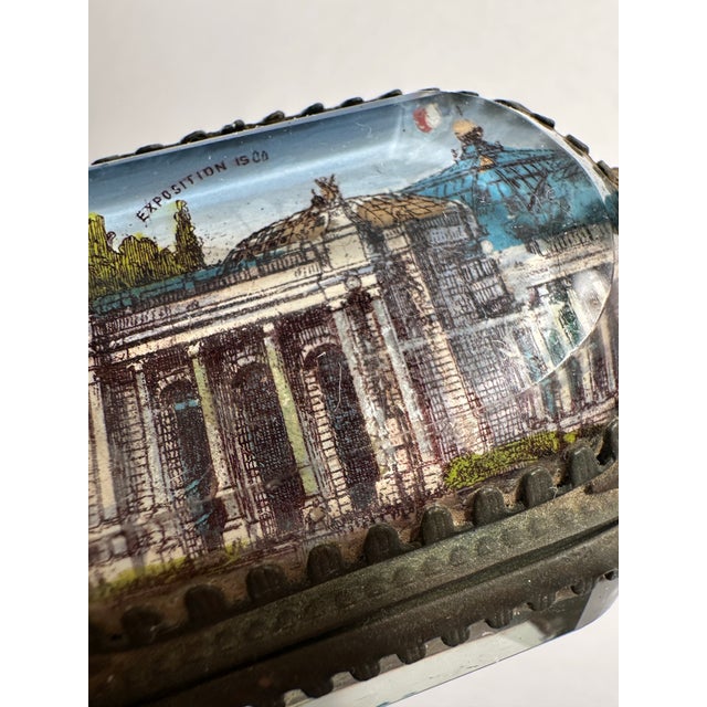 Antique 1900 Paris Exposition Glass & Gilt Jewelry Watch Box Palais De L’Électricité For Sale - Image 9 of 12
