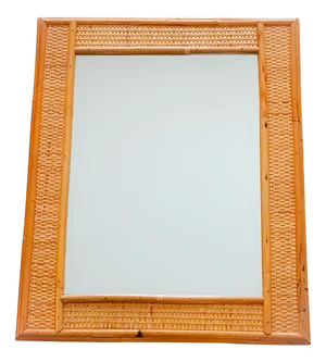 Mid-Century Wall Mirror in Woven Bamboo Wicker from Dal Vera
