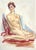 Figurative Vintage Mid-Century Figure Painting on Board From France With Mat For Sale - Image 3 of 3