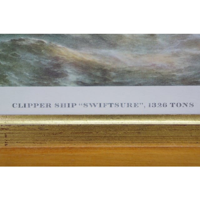 Paper Pair Mid Century Clipper Ship Prints Windsor Castle & Swiftsure Maple Frames 12" For Sale - Image 7 of 11