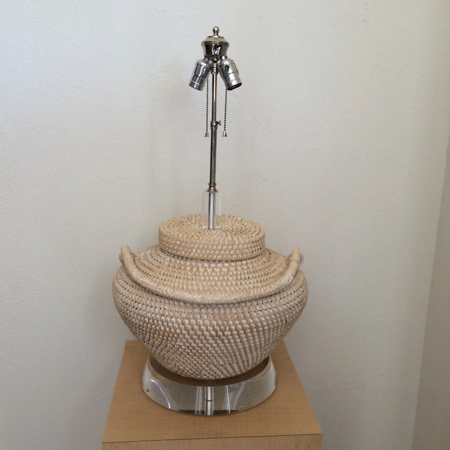 Richard Lindley Rattan Basket Lamp For Sale In Los Angeles - Image 6 of 9