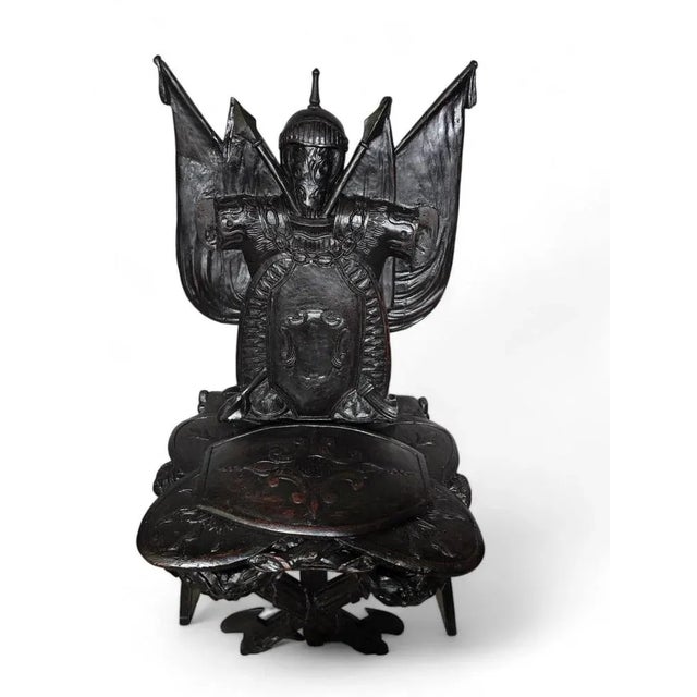 Carved Ebonised Wood Grand Tour Military Trophy Chair, 1860 For Sale - Image 9 of 12