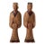 Pair of Vintage Chinese Wood Hand Painted Lacquer Figurine Sculptures Shanghai For Sale