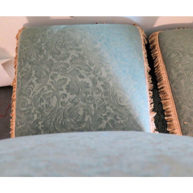 1950s Pair of Sea Foam Green Drexel Dining/Side Chairs With Short Cotton Fringe Framing the Seat For Sale - Image 5 of 6