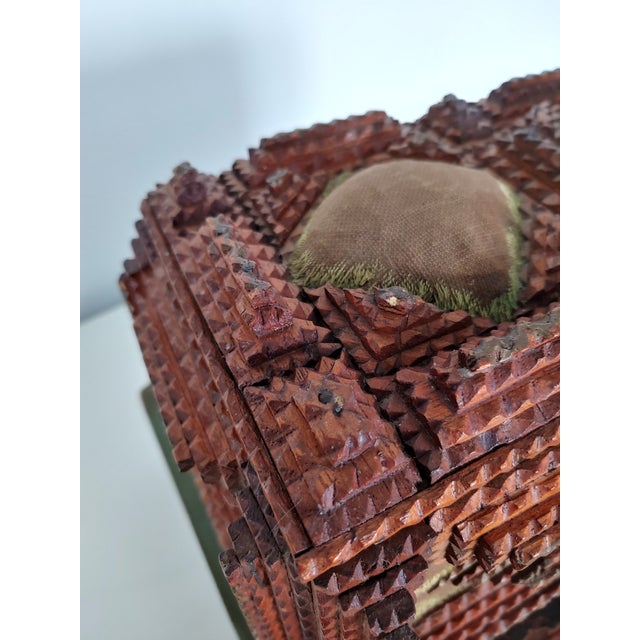 Antique Tramp Art Lovers Jewelry Box For Sale - Image 11 of 12