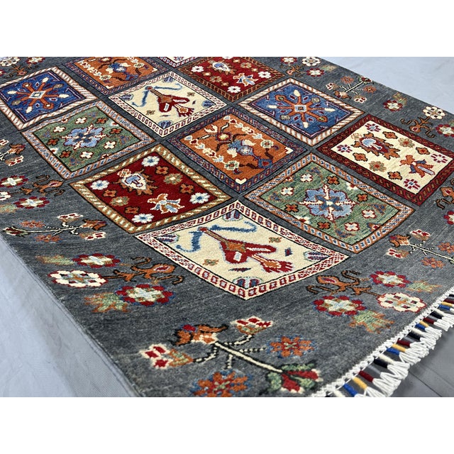 Gray Bakhtiari Persian Tree of Life Garden Panel Wool Rug, 4'11" X 6'6" For Sale - Image 10 of 12