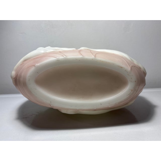 Stunning Phoenix Glass Flying Geese Cameo Vase Raised Relief Geese Flying White Pink Art Deco For Sale In Providence - Image 6 of 9