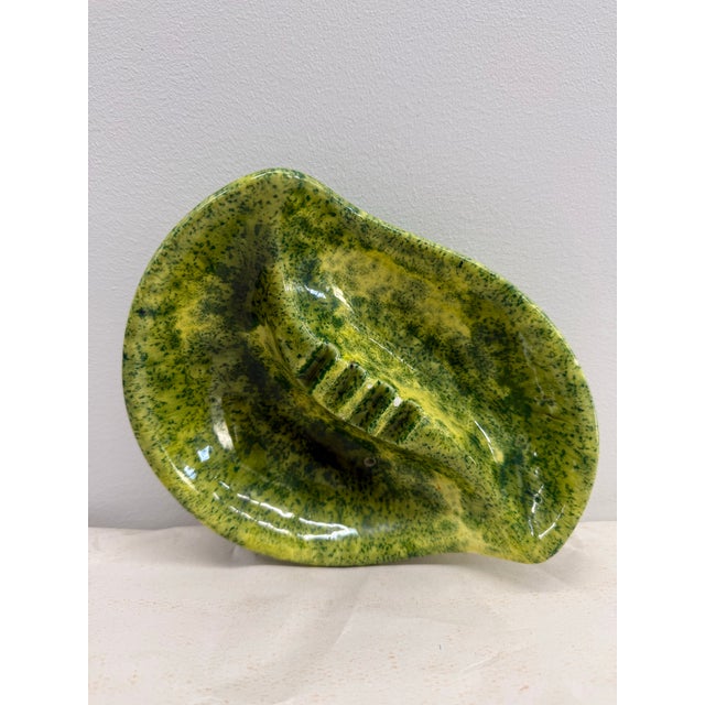 Vintage Mid-Century Green Speckled Ceramic Ashtray For Sale In Nashville - Image 6 of 6