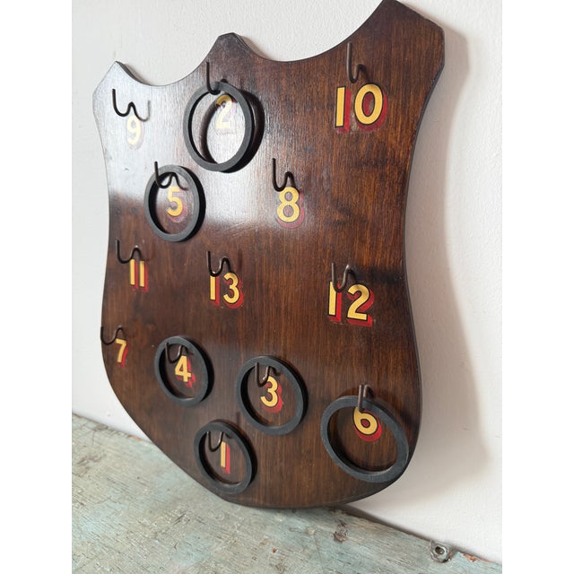 Vintage Wooden Shield Ring-Toss - Hoopla Game for Rec Room Wall For Sale - Image 9 of 10