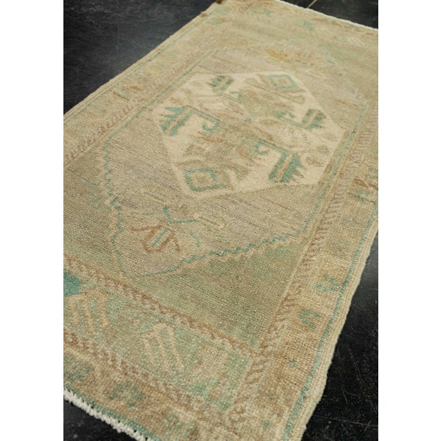 Textile Turkish Mini Rug Oriental Hand Knotted Vintage Rug 1'10" x 3'7" #21026 For Sale - Image 7 of 8