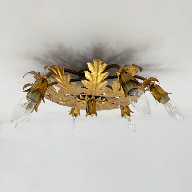 Vintage Ceiling Lamp with Leaf Gold, 1970s For Sale - Image 11 of 18