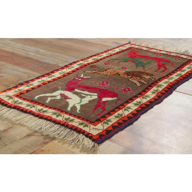 Late 20th Century Vintage Persian Qashqai Gabbeh Pictorial Rug, 02'03 X 04'03 For Sale In Dallas - Image 6 of 9