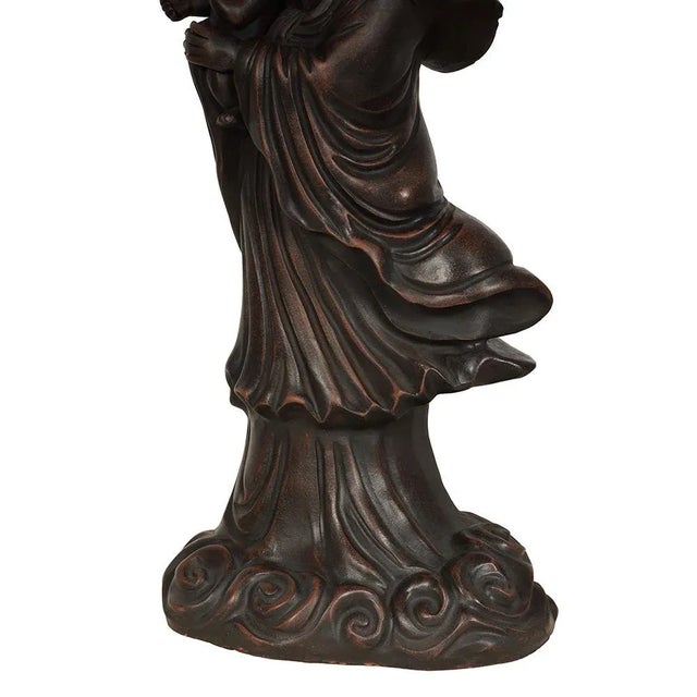 1950s Vintage Chinese Carved Purple Clay Kwan Yin Statuary For Sale - Image 9 of 11