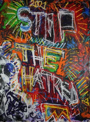 "Stop the Hatred" Contemporary Neo-Expressionist Oil Painting by Sax Berlin
