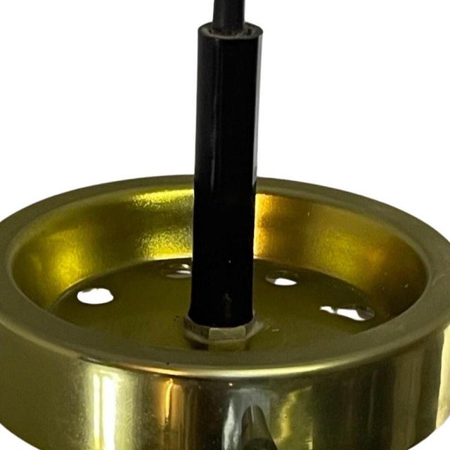 Space Age B 1065 Goudschaal Pendant Light in Smoked Glass with Brass Mount from Raak Amsterdam For Sale - Image 3 of 8