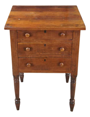 Antique Early American Cherry Three Drawer Silver Chest Side Table Stand 31"
