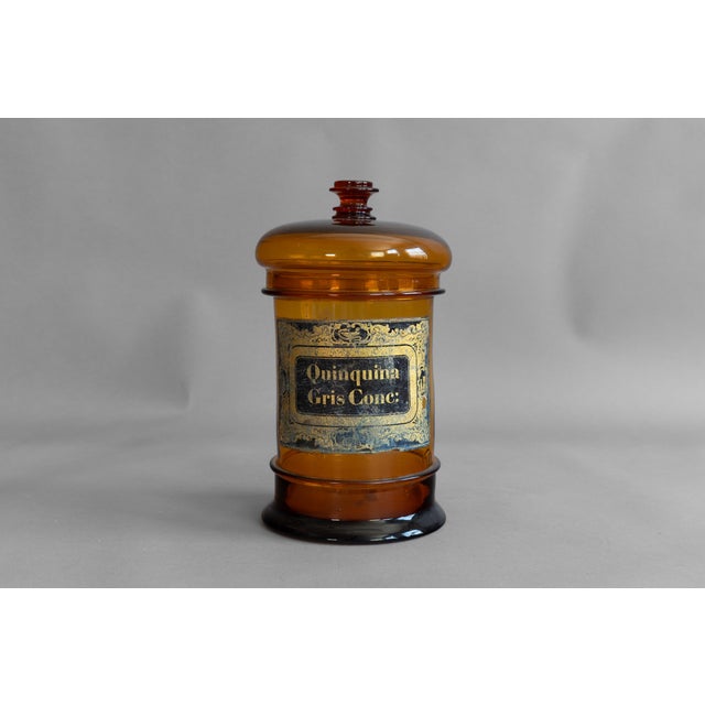 French Amber Glass Apothecary Jars, 1870, Set of 2 For Sale - Image 4 of 10