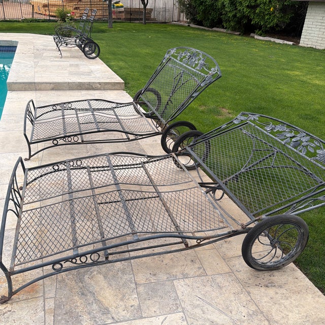 1970s Style Wrought Iron Salterini Double Chase, 2 Pieces For Sale In Phoenix - Image 6 of 12