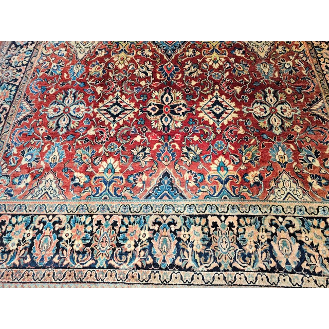 Vintage Persian Mahal Sultanabad Rug, Hand-Knotted Wool, Geometric Pattern, Red & Blue, 9x13 For Sale - Image 16 of 16