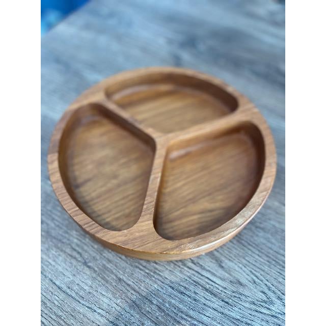 A Vintage Dolphin Genuine Teakwood Divided Serving Bowl from Thailand is a popular Mid-Century Modern (MCM) style wooden...