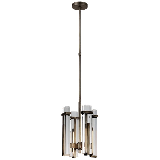 Ian K. Fowler for Visual Comfort Signature Malik Small Chandelier in Bronze with Crystal For Sale